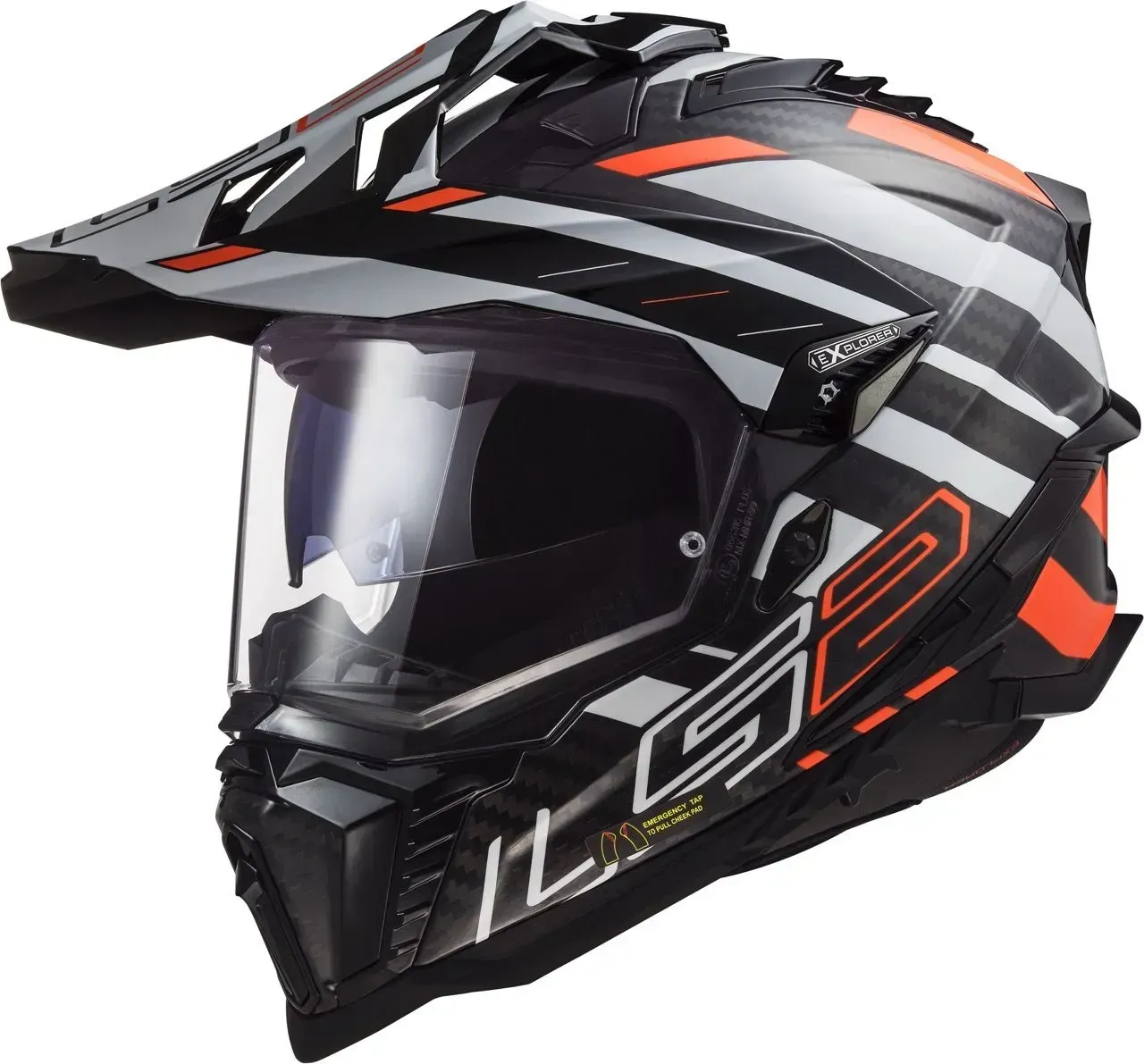 Мотошолом LS2 MX701 Explorer C Edge Black Orange White L