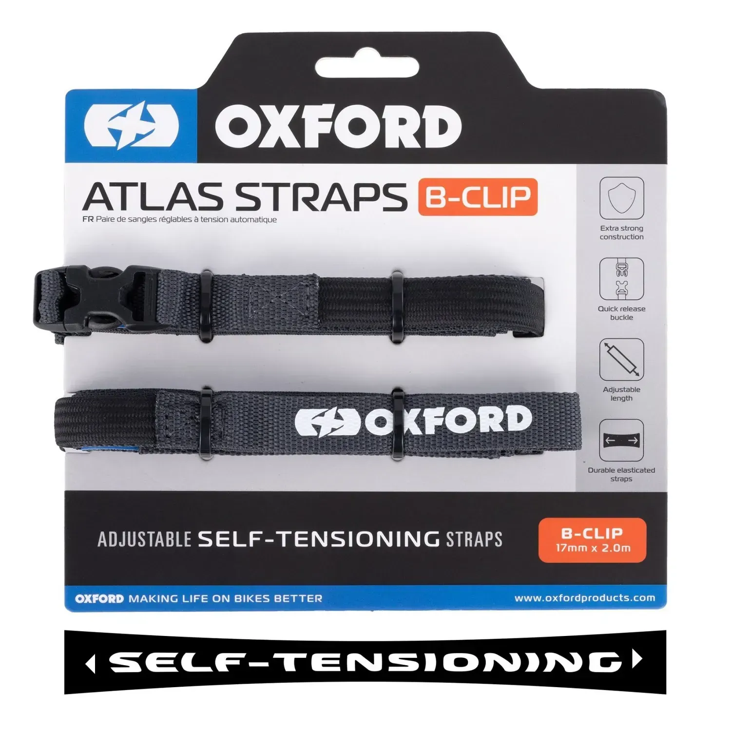 Ремені багажні Oxford Atlas B-Clip 17mm x 2.0M Asphalt (Pair)