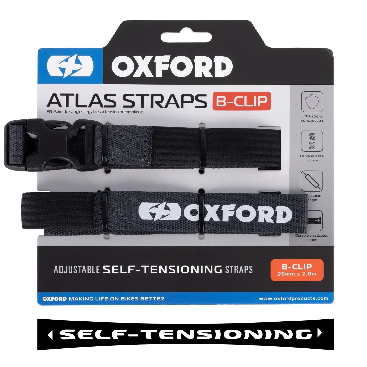 Ремені багажні Oxford Atlas B-Clip 26mm x 2.0M Asphalt (Pair)