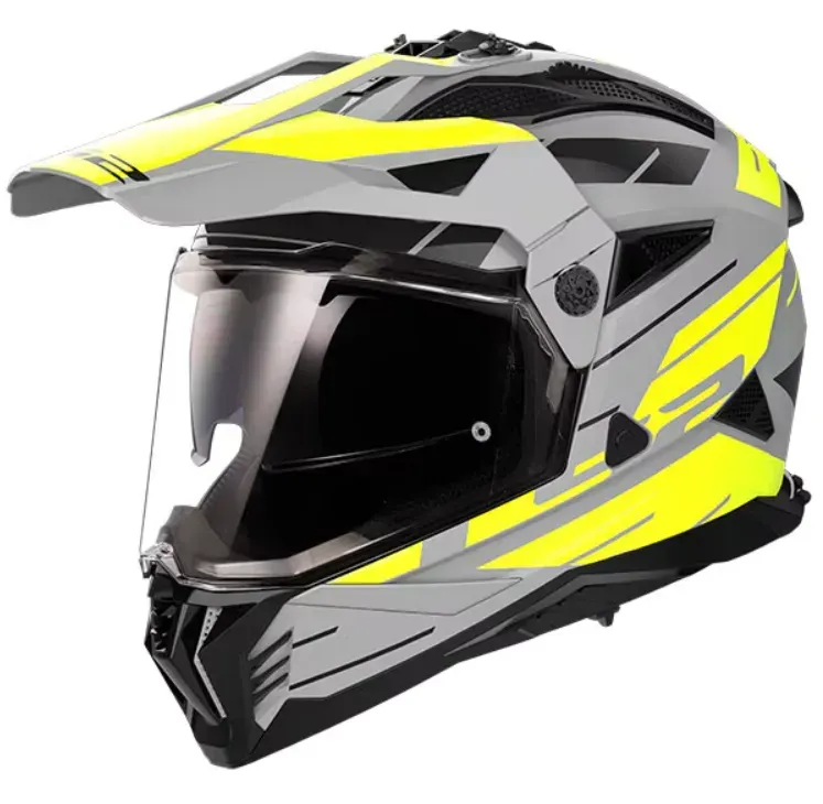 Мотошолом LS2 MX702 Pioneer 2 Namib Matt Grey Hi-Vis Yellow M