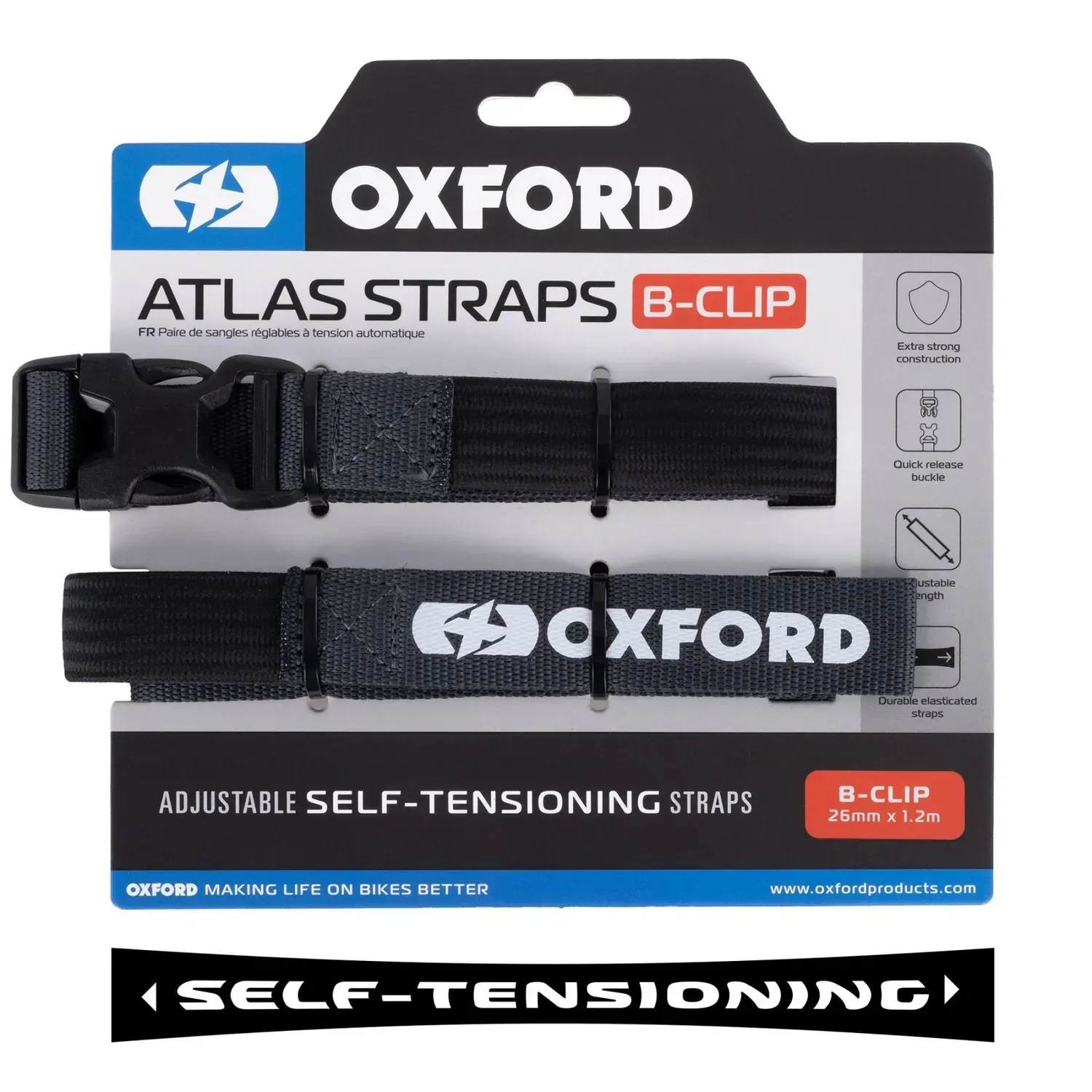 Ремені багажні Oxford Atlas B-Clip 26mm x 1.2M Asphalt (Pair)