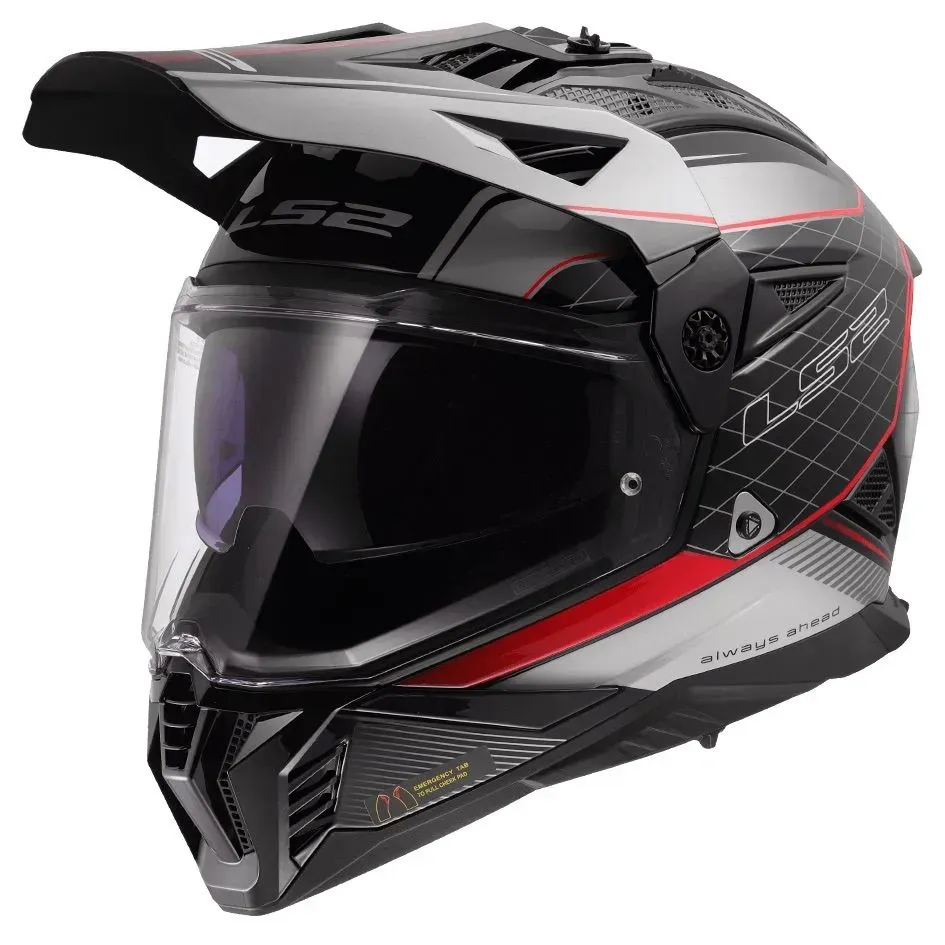 Мотошолом LS2 MX702 Pioneer 2 100TH Meridian Matt Black Light Gray Red