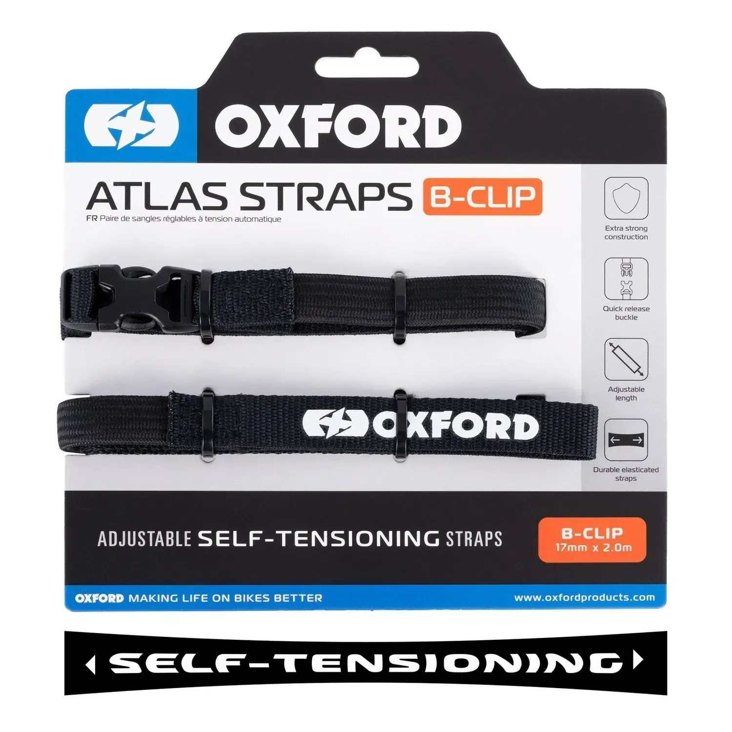 Ремені багажні Oxford Atlas B-Clip 17mm x 2.0M Black (Pair)