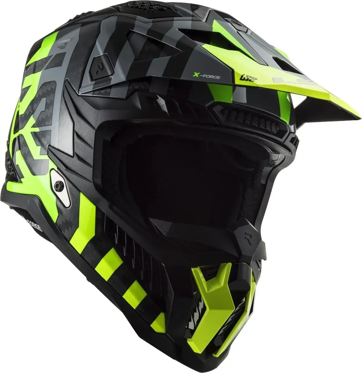 Мотошолом LS2 MX703 C X-Force Barrier Hi-Viz Yellow Green XXXL