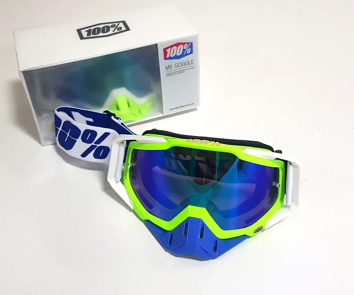 Маска кросова 100% Green Mirror Blue Lens