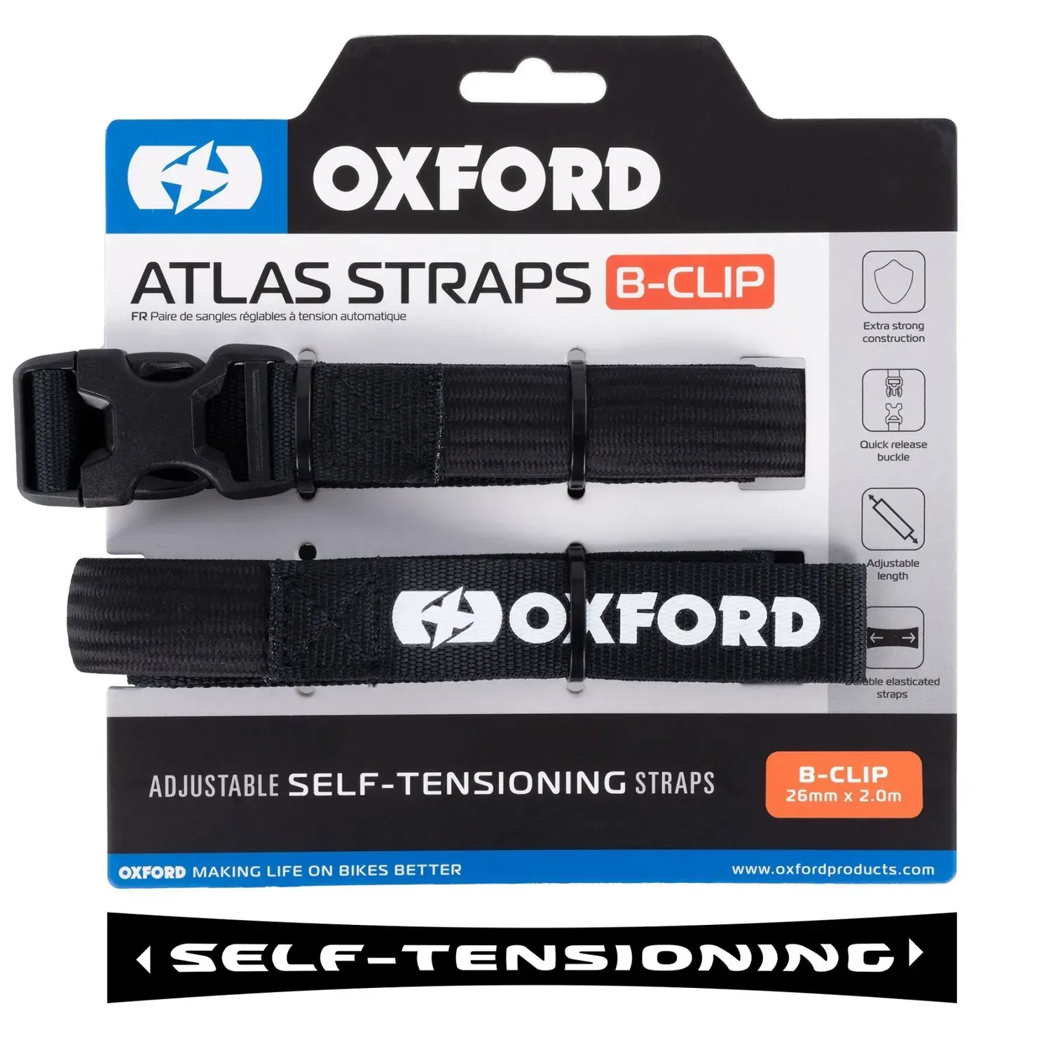 Ремені багажні Oxford Atlas B-Clip 26mm x 2M Black