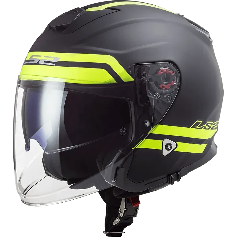 Мотошолом LS2 OF521 Infinity Hyper Matt Titanium Hi-Vis Yellow