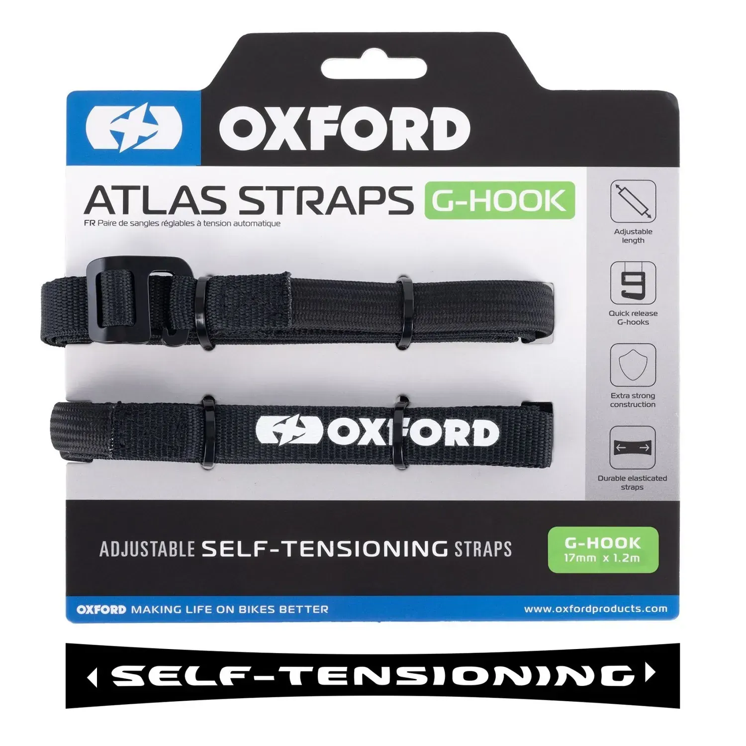 Ремені багажні Oxford Atlas G-Hook 17mm x 1.2M Black