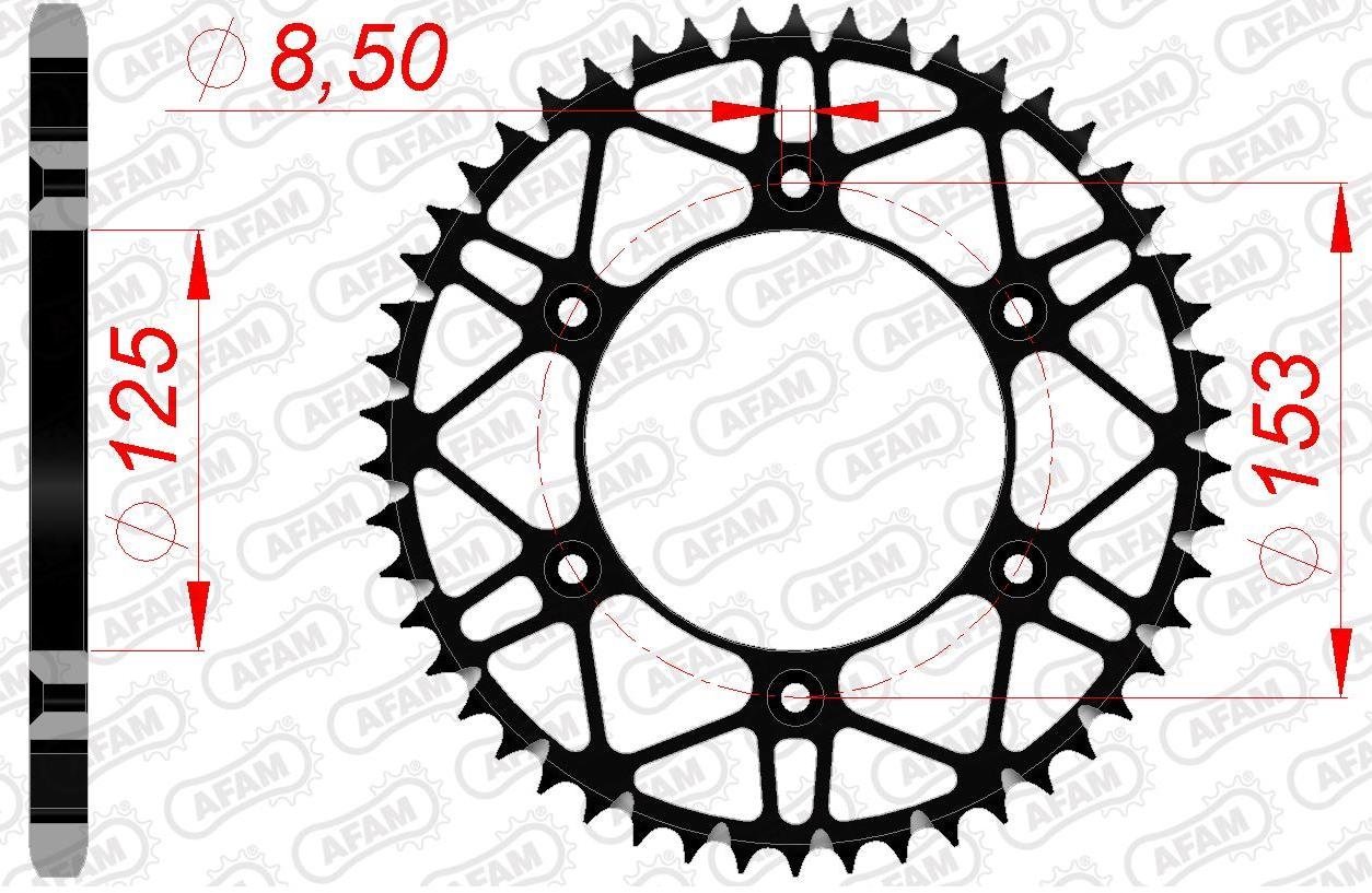 Зірка AFAM 520 SLK-Steel Chainwheel - Honda [Black], 49z