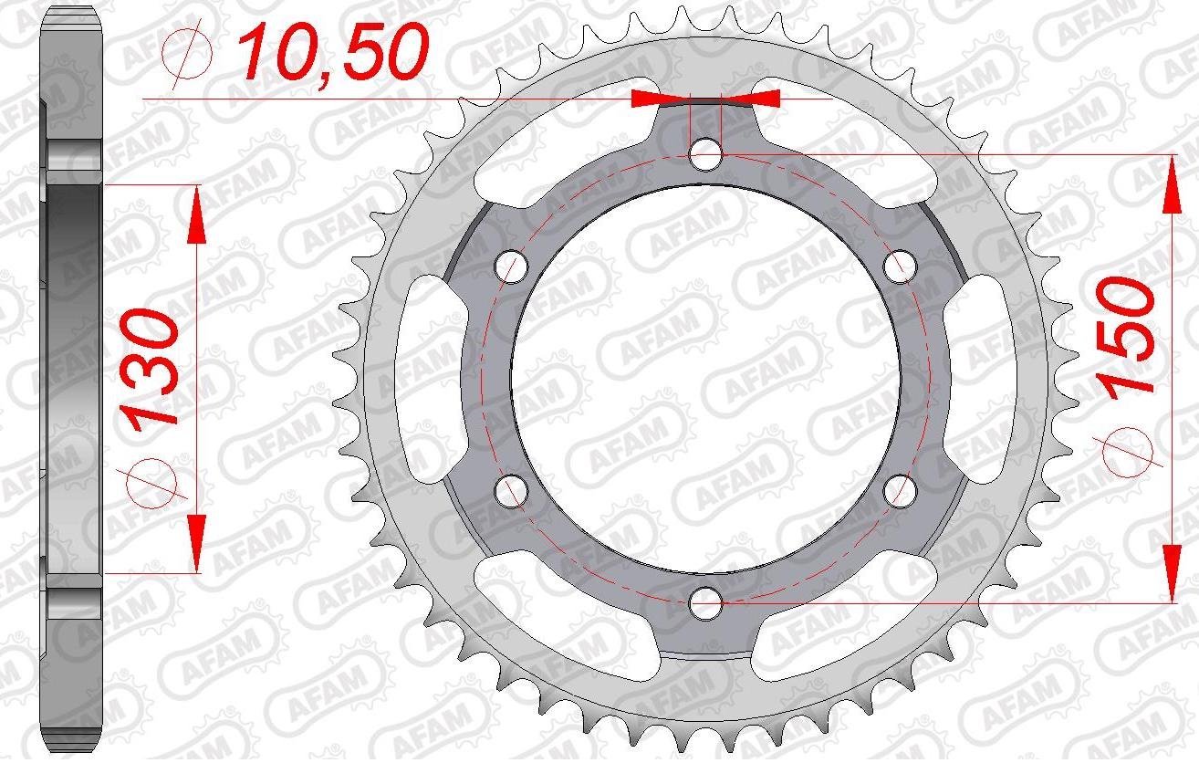 Зірка AFAM 525 Steel Chainwheel - Honda [Silver], 47z
