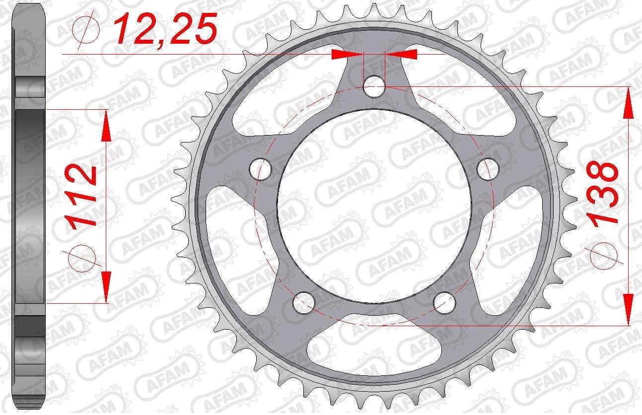 Зірка AFAM 525 Steel Chainwheel - Honda [Silver], 42z
