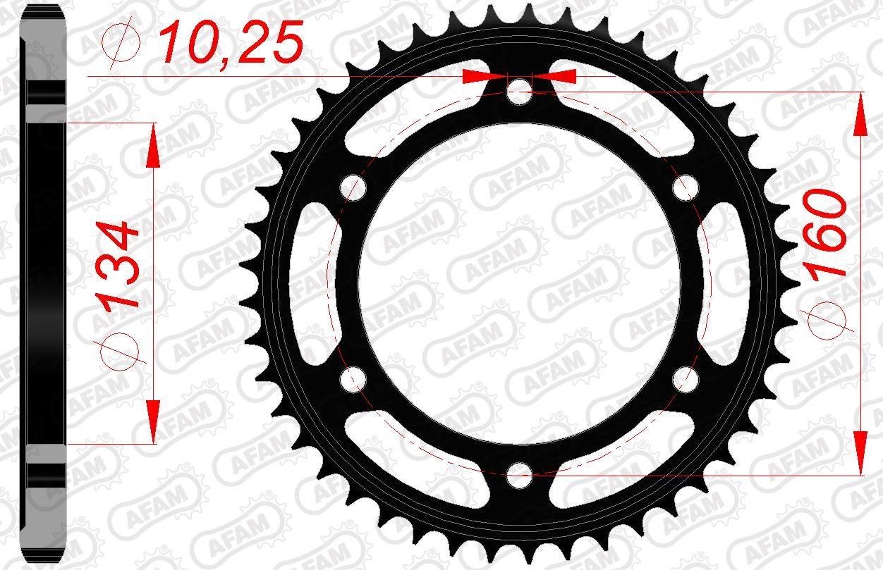 Зірка AFAM 525 Steel Chainwheel - Honda [Black], 41z