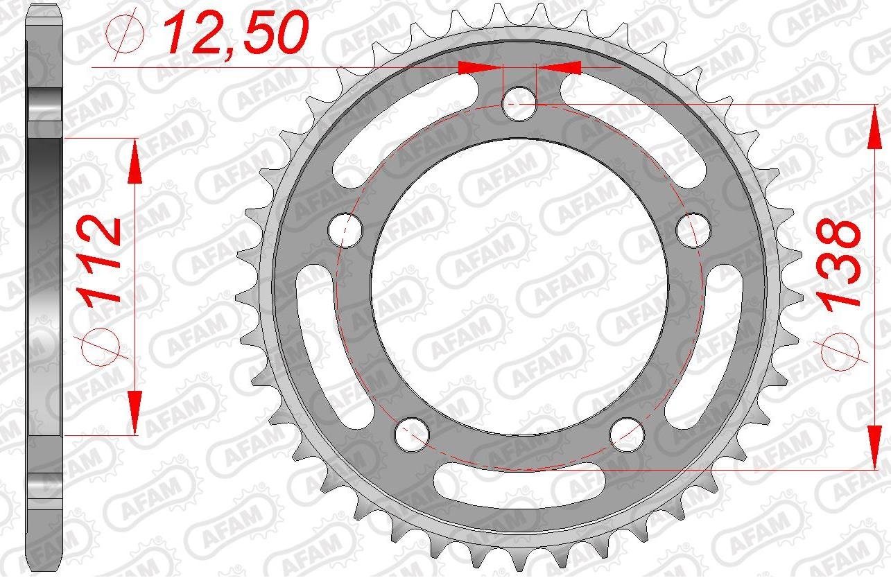 Зірка AFAM 520 Steel Chainwheel - Honda [Black], 38z