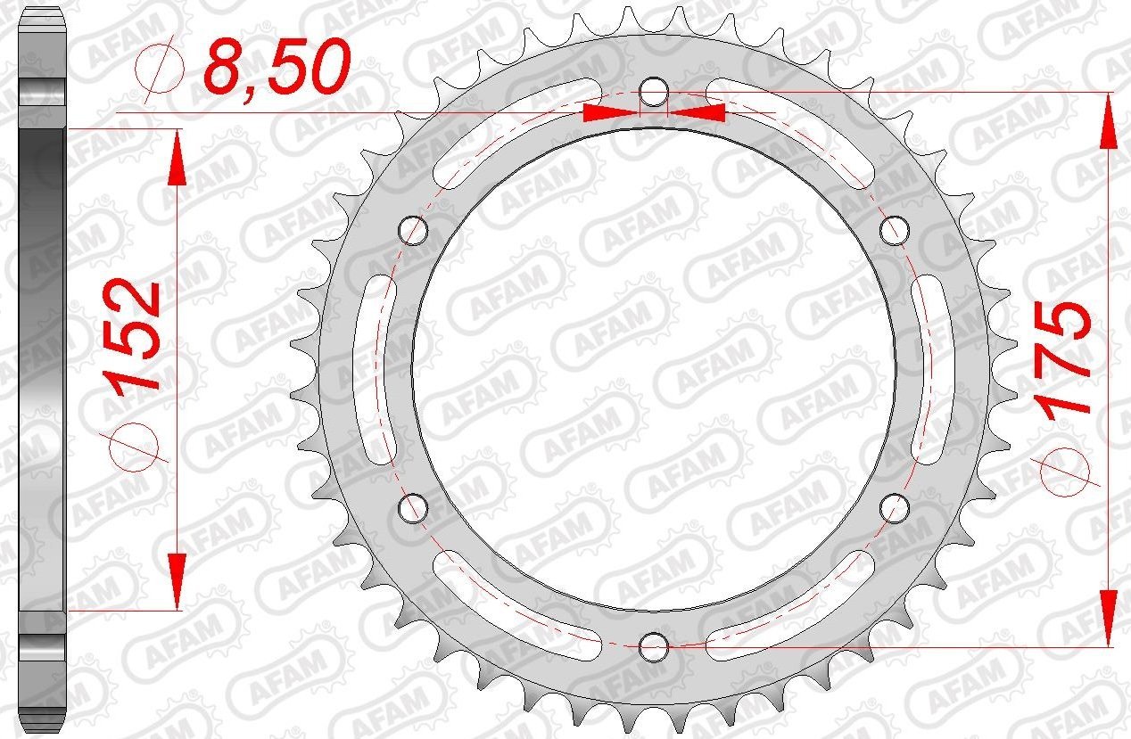 Зірка AFAM 520 Steel Chainwheel - Yamaha [Silver], 44z