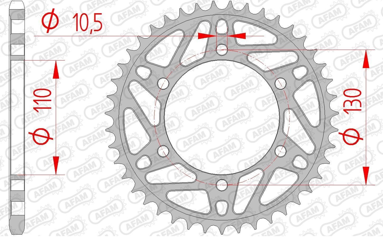 Зірка AFAM 520 Steel Chainwheel - Yamaha [Black], 43z