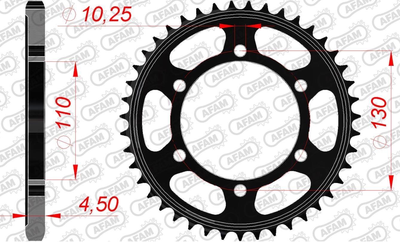 Зірка AFAM 525 Steel Chainwheel - Yamaha [Black], 42z