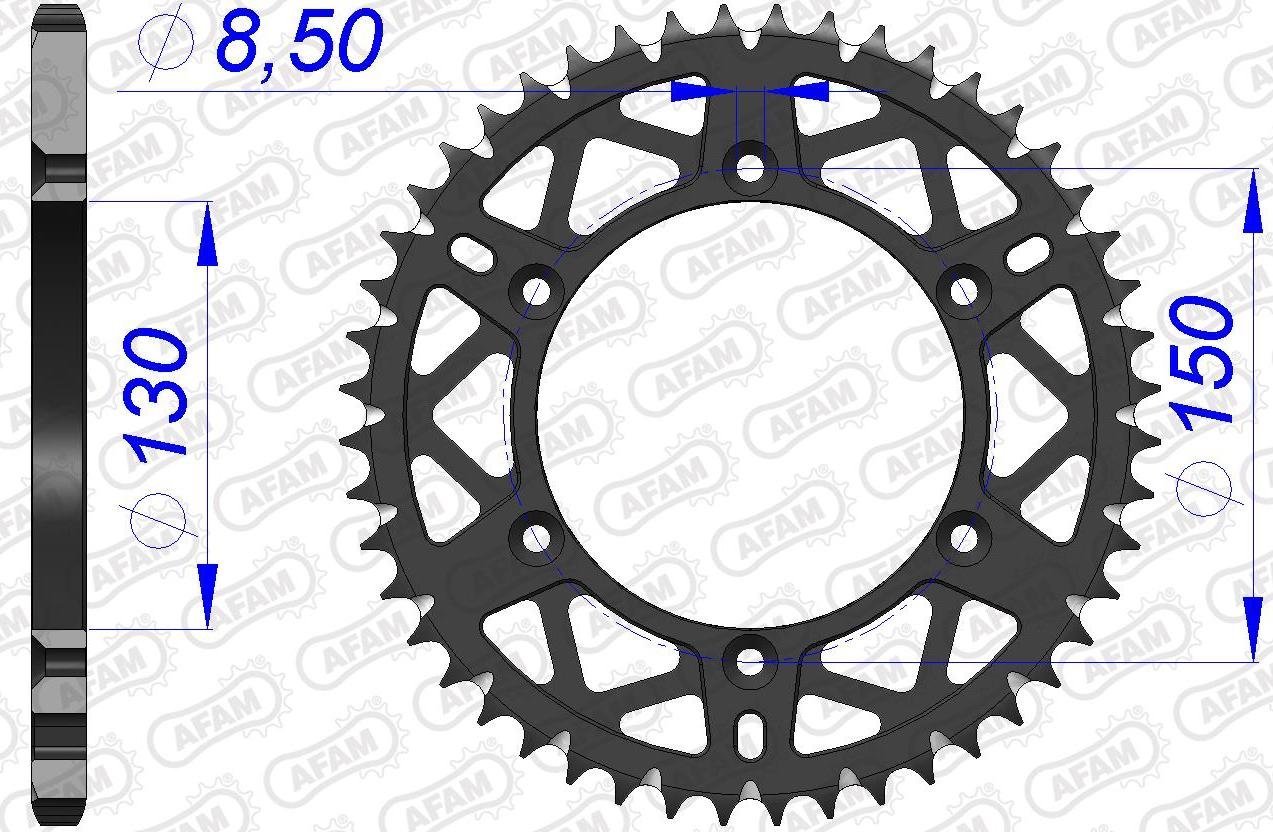 Зірка AFAM 520 AL-Grooved Chainwheel - Yamaha [Gun Metal], 49z