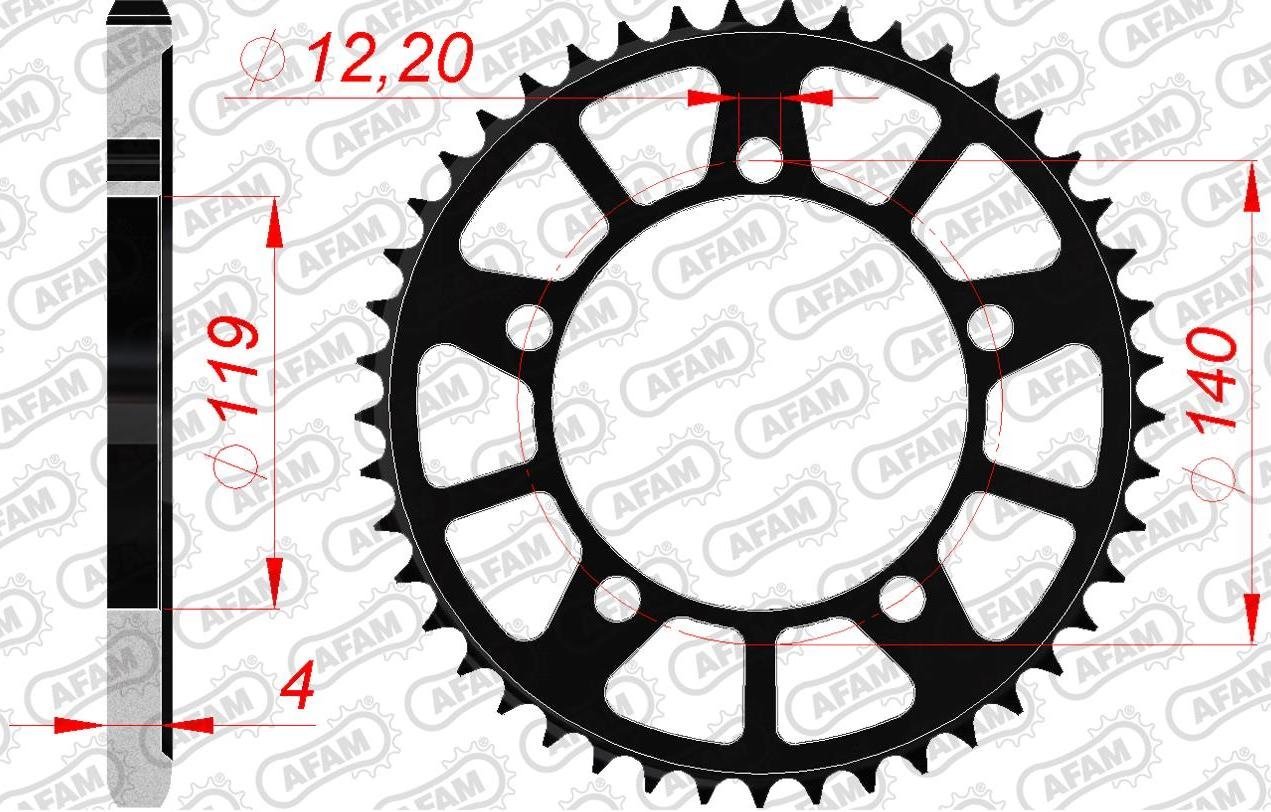 Зірка AFAM 525 Steel Chainwheel - BMW [Black], 44z