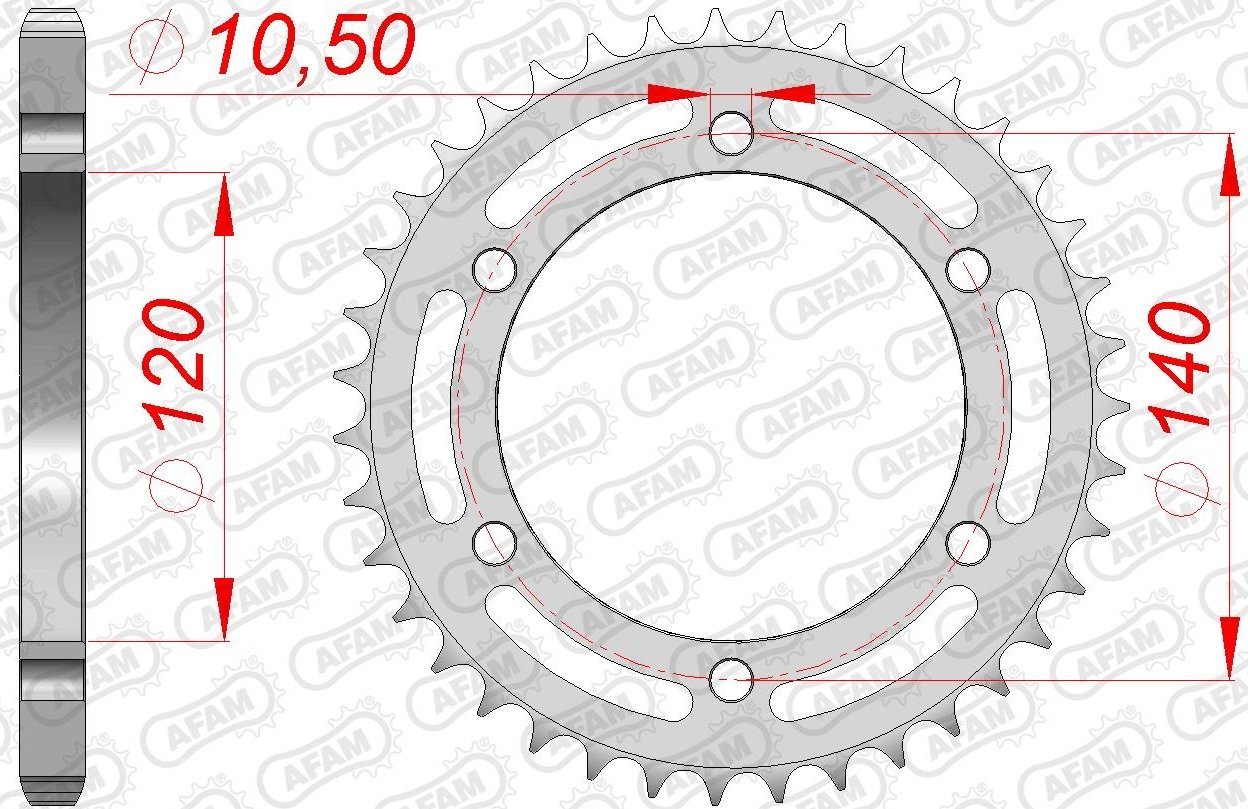 Зірка AFAM 525 Steel Chainwheel - Kawasaki [Silver], 38z