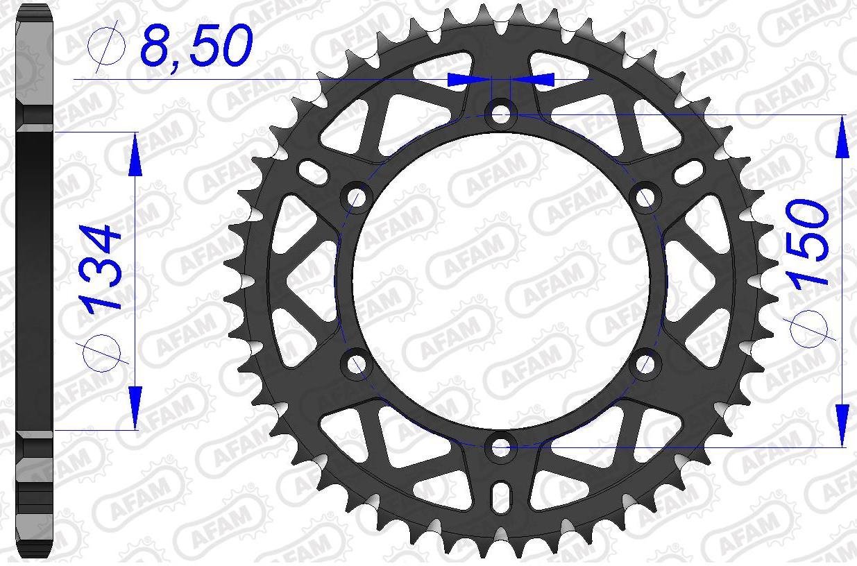 Зірка AFAM 520 AL-Grooved Chainwheel - Kawasaki [Gun Metal], 48z