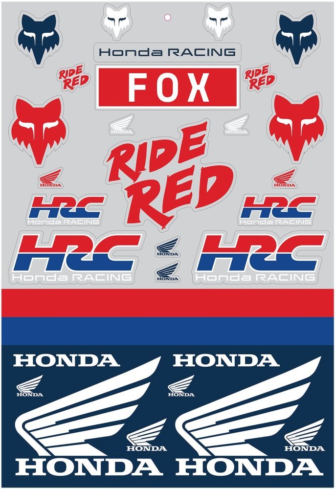 Лист наліпок FOX HONDA® TRACK PACK 12"x18"
