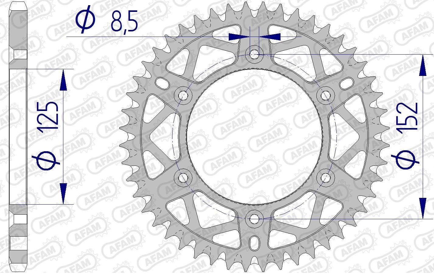 Зірка AFAM 520 AL-Grooved Chainwheel - Beta [Gun Metal], 50z