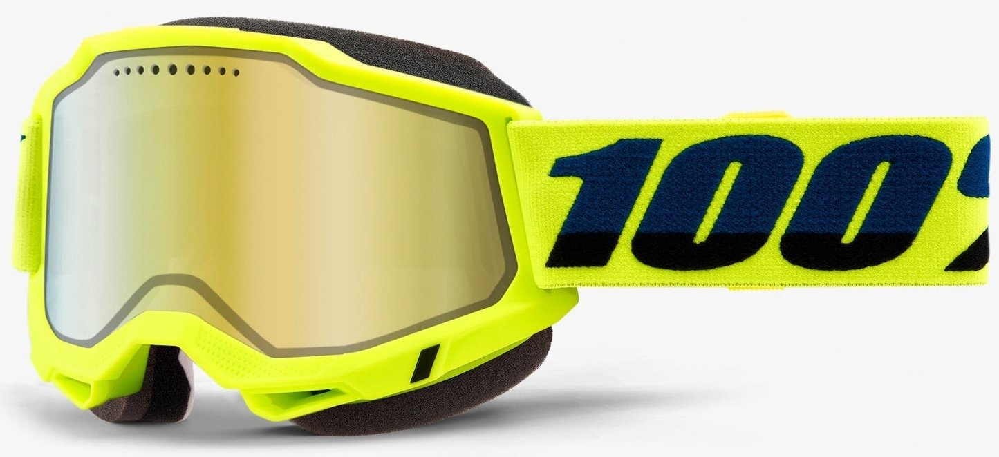Окуляри 100% ACCURI 2 Snowmobile Goggle [Fluo Yellow], Dual Mirror Gold Lens