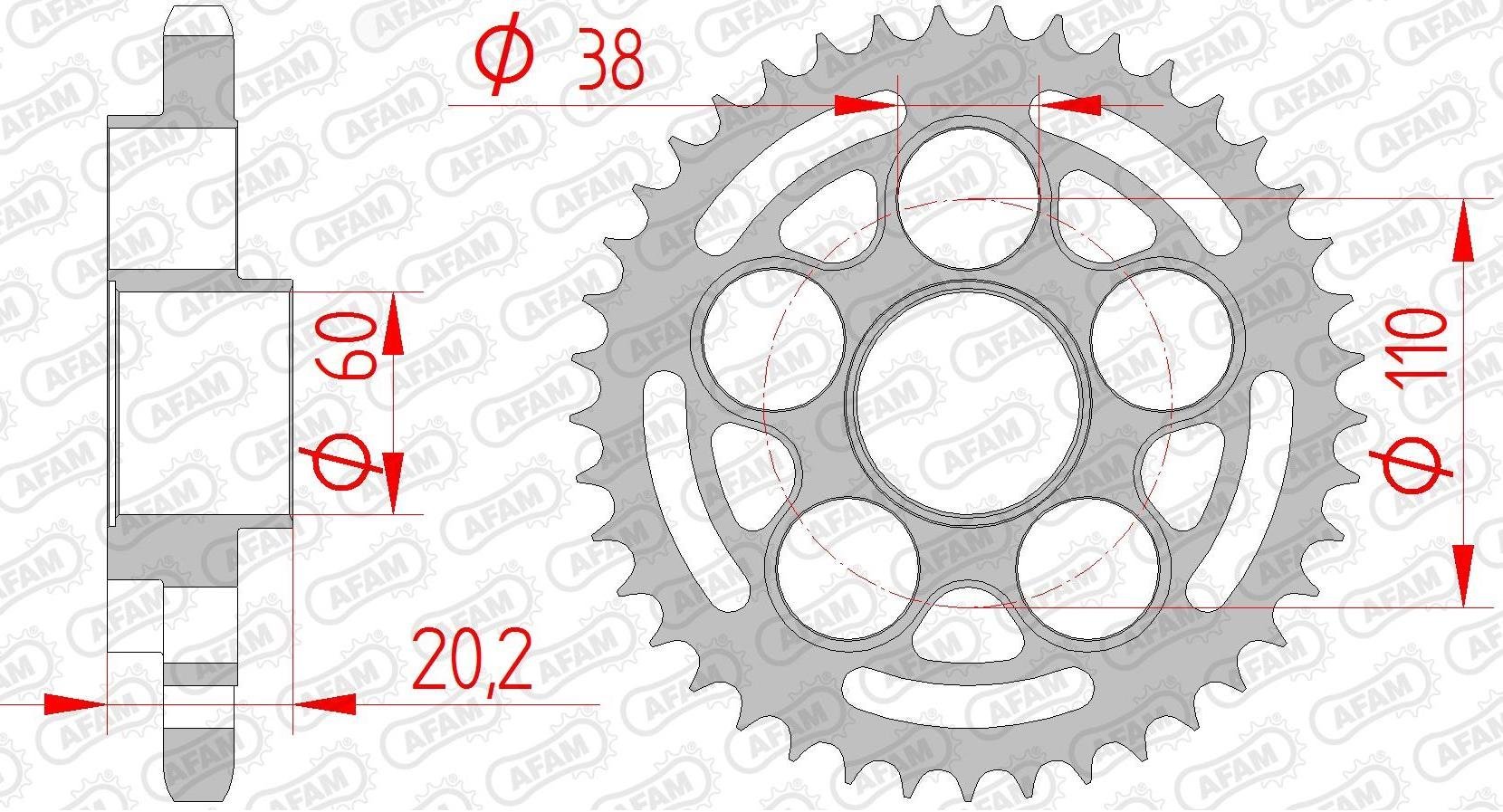 Зірка AFAM 525 Steel Chainwheel - Ducati [Silver], 39z