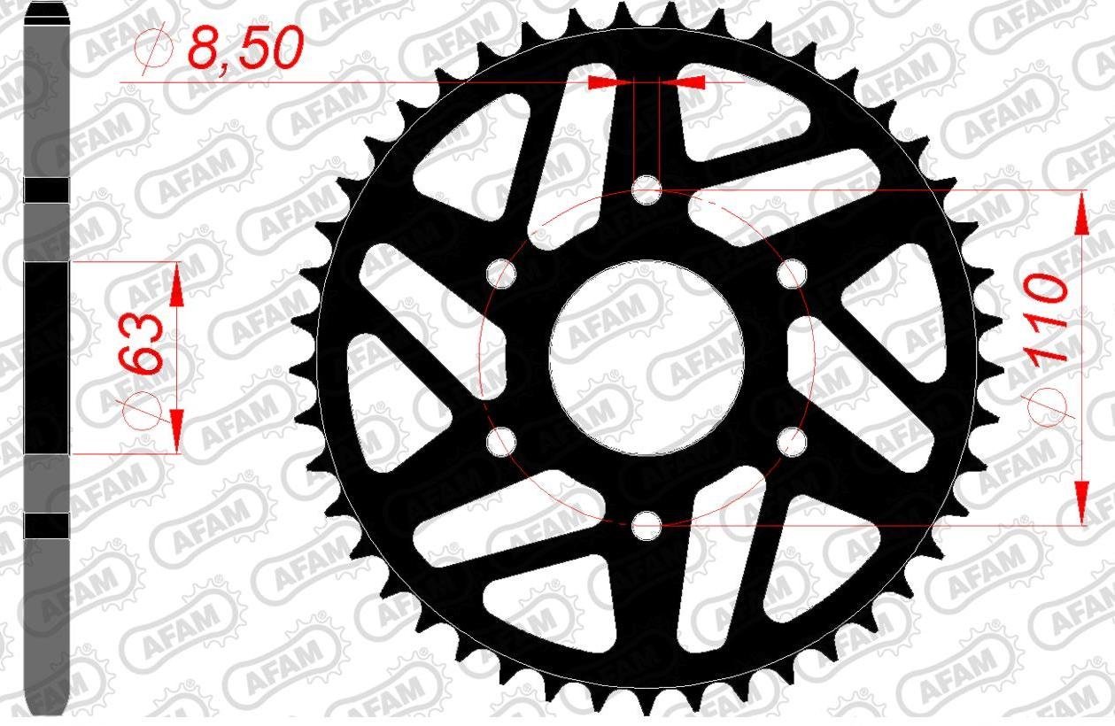 Зірка AFAM 520 Steel Chainwheel - KTM [Black], 42z