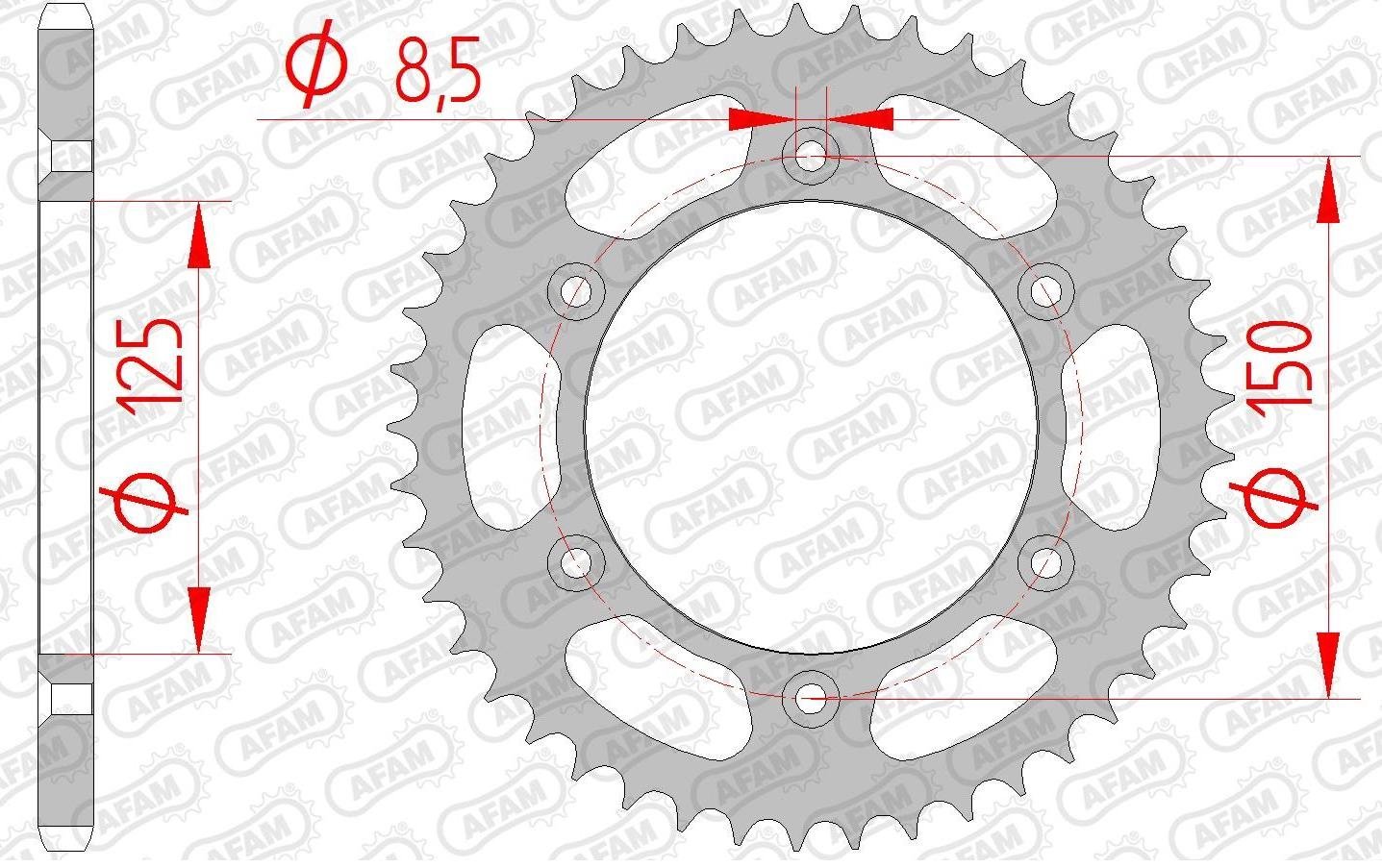 Зірка AFAM 520 Steel Chainwheel - KTM [Silver], 38z