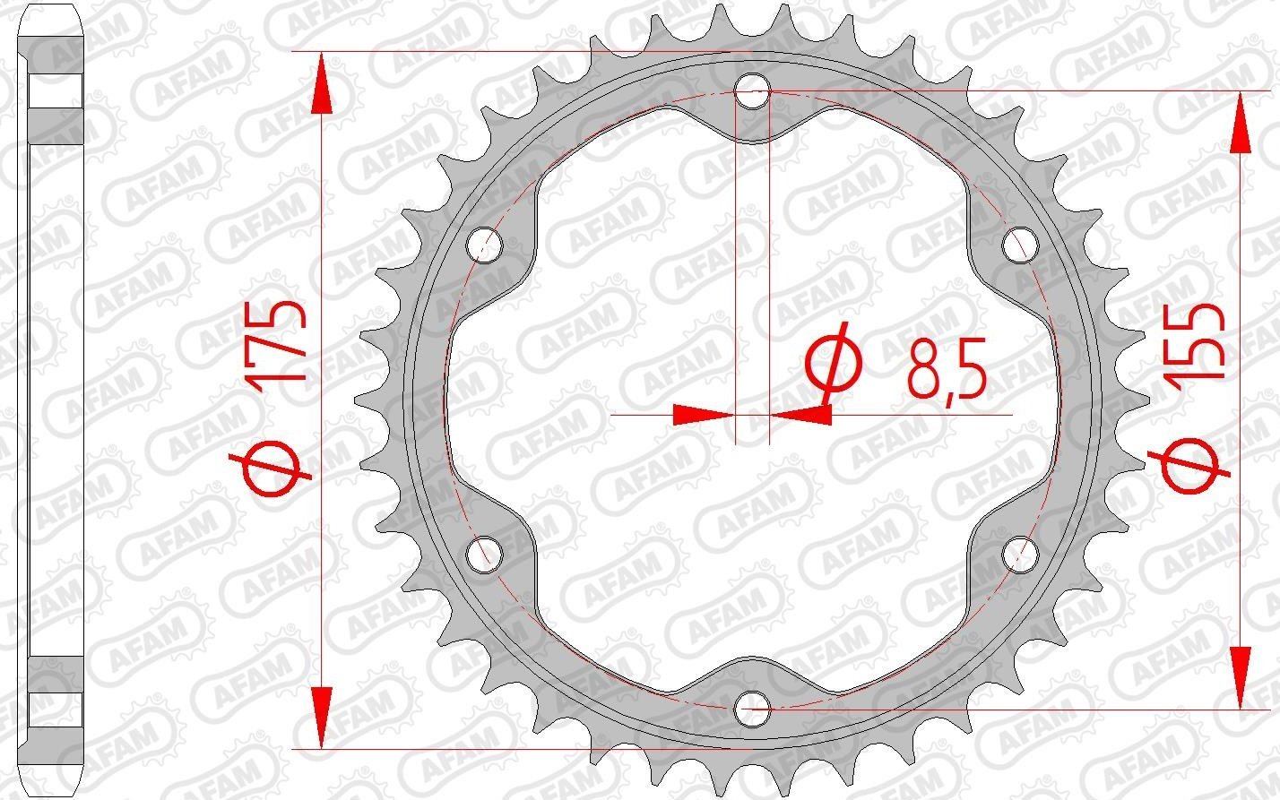 Зірка AFAM 525 Steel Chainwheel - KTM [Black], 38z