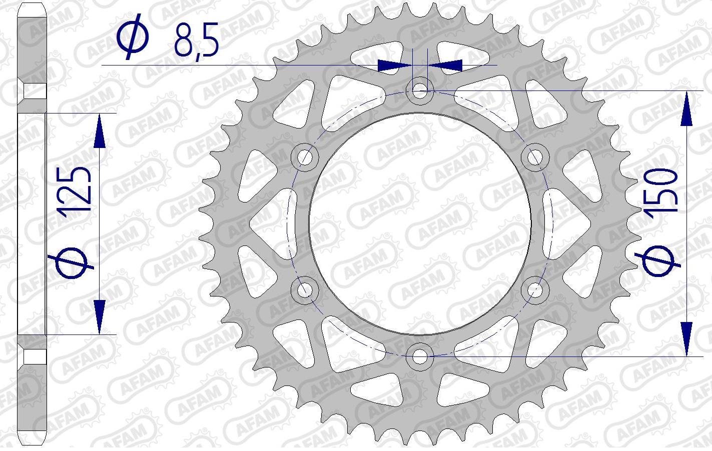 Зірка AFAM 520 Aluminium Chainwheel - KTM [Silver], 40z