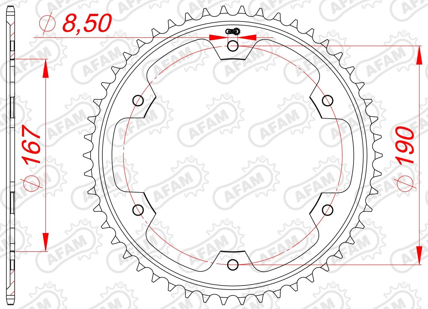 Зірка AFAM 525 Steel Chainwheel - Triumph [Silver], 50z