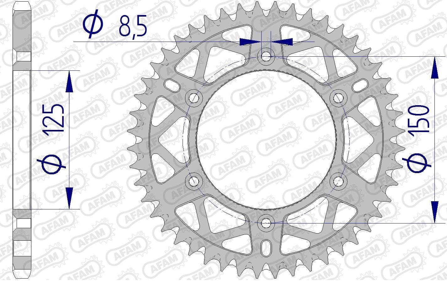 Зірка AFAM 520 AL-Grooved Chainwheel - KTM [Gun Metal], 46z